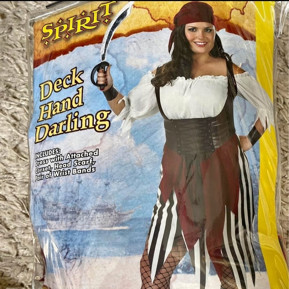 Adult Disguise Pirate Costume - Black and White Maroon - NWT Size 18-20